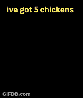 A Man In A White Shirt Is Standing In Front Of A Counter And Says I 'Ve Got 5 Chickens GIF