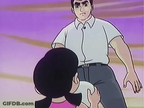 Man In White Shirt Standing Next To Girl In Pink Dress GIF
