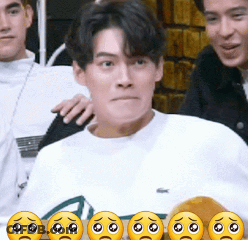 A Man In A White Shirt Is Surrounded By Smiley Faces GIF