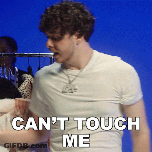 A Man In A White Shirt Says " Can T Touch Me " GIF