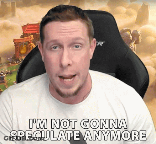A Man In A White Shirt Says I 'M Not Gonna Speculate Anymore While Sitting In A Gaming Chair GIF