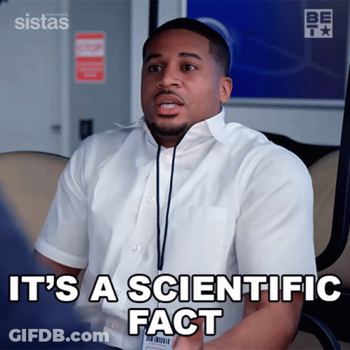 A Man In A White Shirt Says " It 'S A Scientific Fact " While Sitting In A Chair GIF