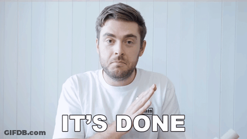 A Man In A White Shirt Says It 'S Done With His Arms Outstretched GIF