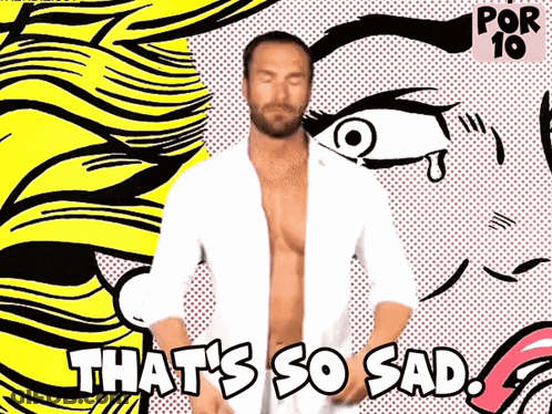 A Man In A White Shirt Says That 'S So Sad In Front Of A Woman 'S Eye GIF