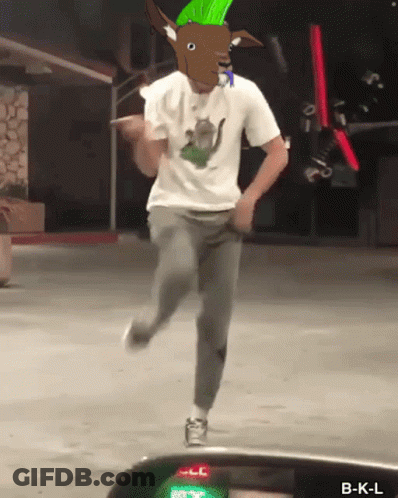 Man In White Shirt With Deer Head Mask GIF