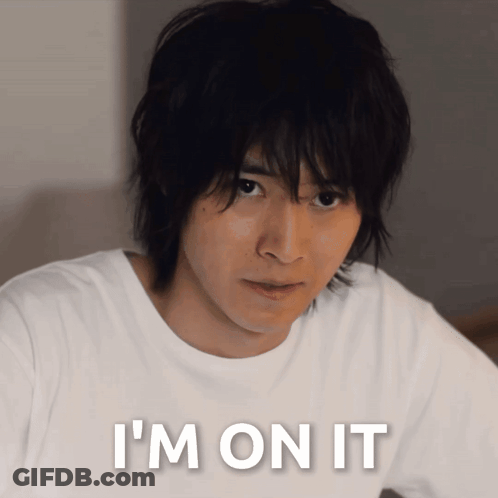 A Man In A White Shirt With The Words I 'M On It On The Bottom GIF