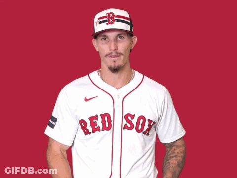 A Man In A White Sox Jersey Points Up GIF