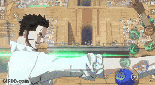 A Man In A White Suit Is Fighting Another Man In A Game GIF
