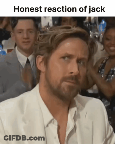 A Man In A White Suit Is Making A Funny Face With The Words Honest Reaction Of Jack Above Him GIF