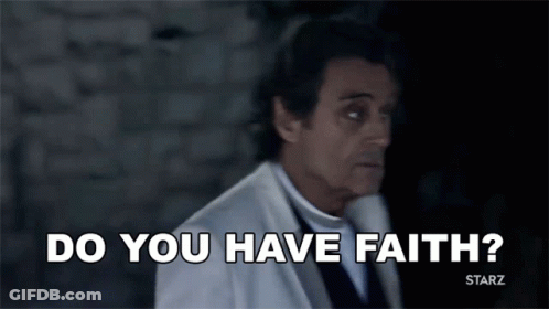 Man In White Suit Asking Do You Have Faith GIF