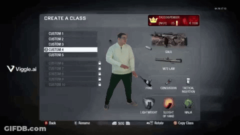 A Man In A White Sweater Is Standing In Front Of A Screen That Says " Create A Class " GIF