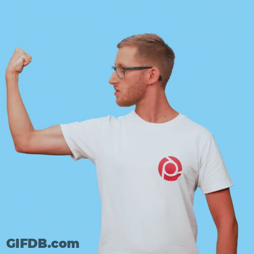 Man In White T-Shirt With Red Circle GIF