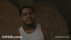 A Man In A White Tank Top Has A Tattoo On His Neck That Says ' Ls ' GIF