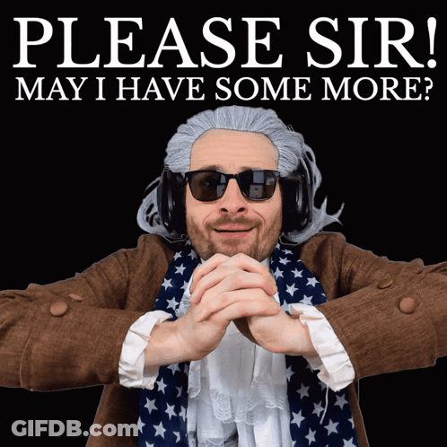 A Man In A Wig And Sunglasses Is Asking For Some More GIF