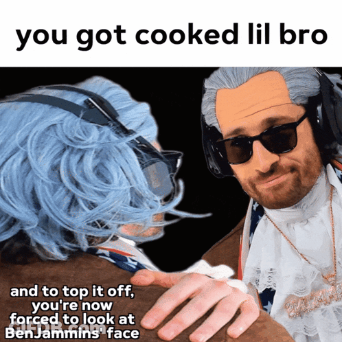 A Man In A Wig And Sunglasses Looks At Another Man In A Wig And Sunglasses GIF