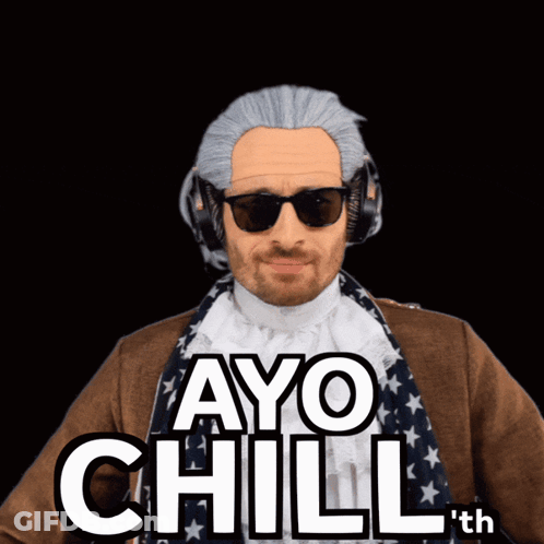 A Man In A Wig And Sunglasses Says Ayo Chill GIF
