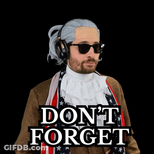 A Man In A Wig And Sunglasses Says " Do N't Forget " On A Black Background GIF