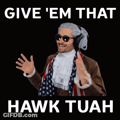 A Man In A Wig And Sunglasses Says Give ' Em That Hawk Tuan GIF