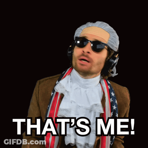 A Man In A Wig And Sunglasses Says " That 'S Me " GIF