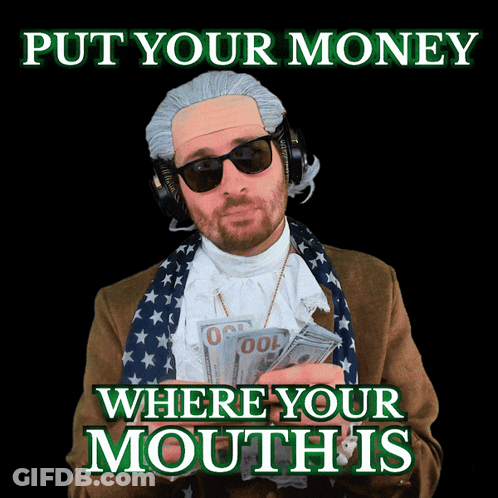 Man With Wig Holding Money Put Your Money Where Your Mouth Is GIF