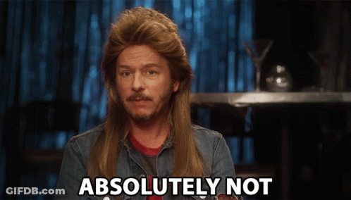 A Man In A Wig Says Absolutely Not In Front Of A Martini Glass GIF