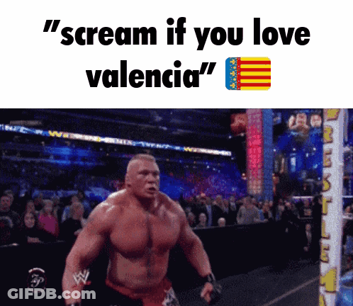 A Man In A Wrestling Ring Screams If You Love Valencia GIF
