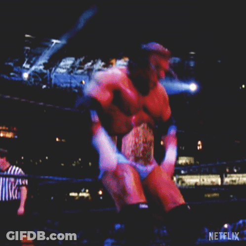 A Man In A Wrestling Ring With Netflix Written On The Bottom Right GIF