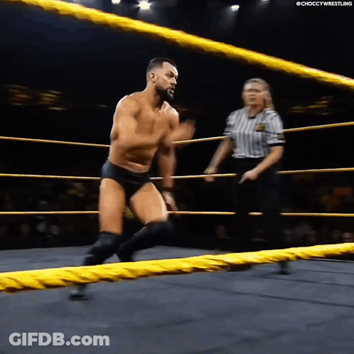 A Man In A Wrestling Ring With The Words Choccywrestling On The Bottom Right GIF