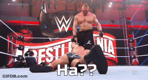 A Man In A Wrestling Ring With The Words Ha Written On The Bottom GIF