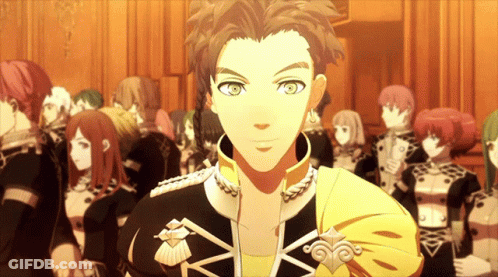 A Man In A Yellow And Black Uniform Is Standing In Front Of A Crowd Of People GIF