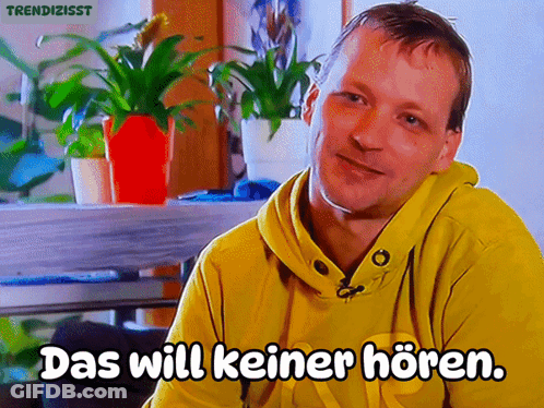 Man In Yellow Hoodie Says Das Will Keiner Horen GIF