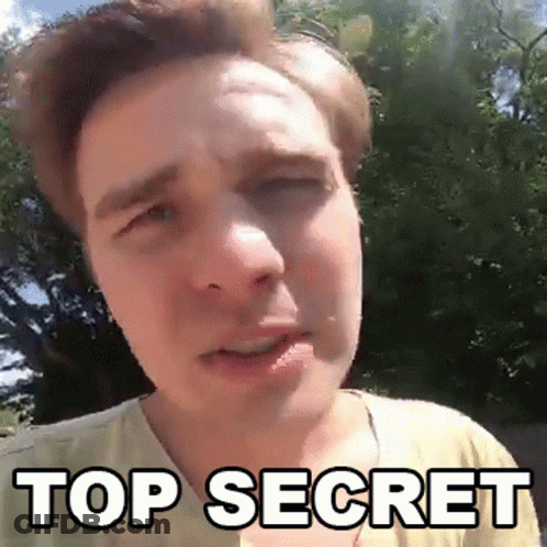 A Man In A Yellow Shirt Is Making A Funny Face And The Words Top Secret Are Above Him GIF
