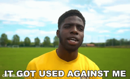A Man In A Yellow Shirt Is Saying " It Got Used Against Me " GIF