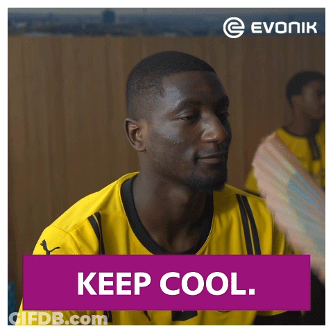 A Man In A Yellow Shirt Says Keep Cool On A Purple Background GIF