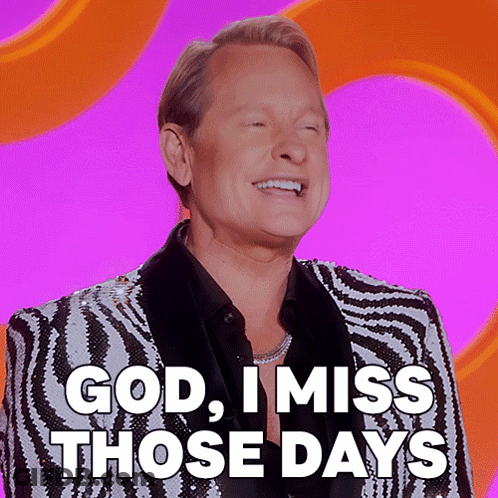 A Man In A Zebra Print Suit Is Smiling And Says God I Miss Those Days GIF