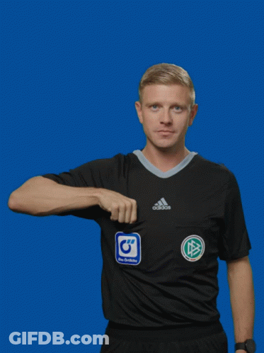 A Man In An Adidas Shirt Is Holding A Yellow Card GIF