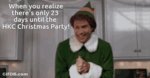 A Man In An Elf Costume Says When You Realize There 'S Only 23 Days Until The Hkc Christmas Party ! GIF