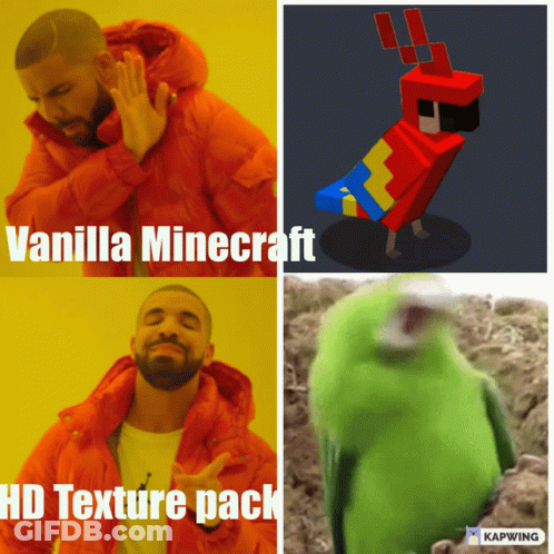 Man In Orange Jacket With Vanilla Minecraft Texture Pack GIF