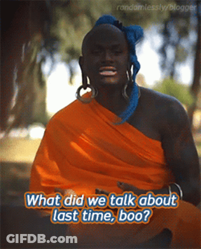 A Man In An Orange Robe Is Talking About Last Time GIF