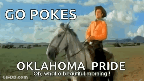 A Man In An Orange Shirt Is Riding A Horse In A Field GIF