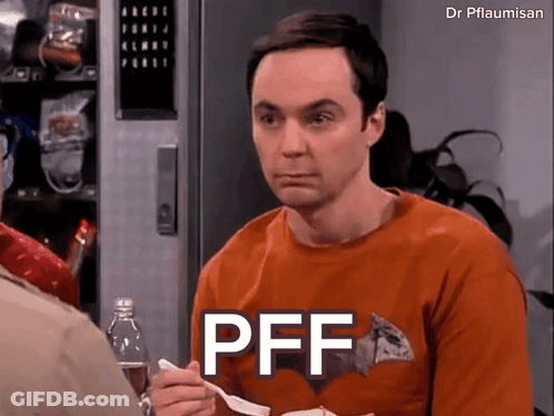 A Man In An Orange Shirt Says Pff While Eating Food GIF