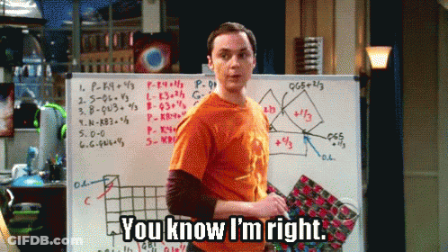 A Man In An Orange Shirt Stands In Front Of A Whiteboard That Says " You Know I 'M Right " GIF