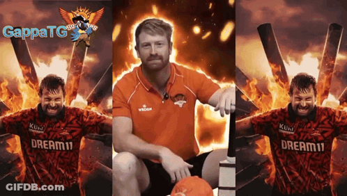 A Man In An Orange Shirt That Says Dream11 GIF
