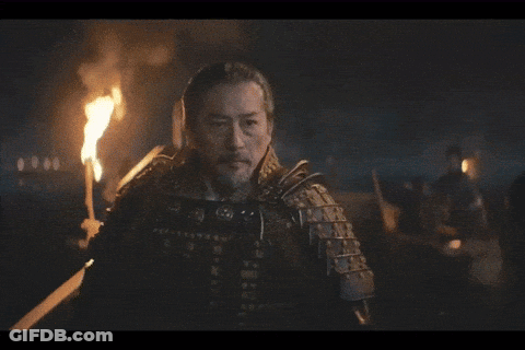 A Man In Armor Holds A Torch In His Hand GIF