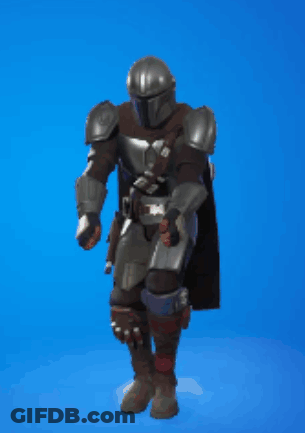 A Man In Armor Is Dancing On A Blue Background In A Video Game . GIF