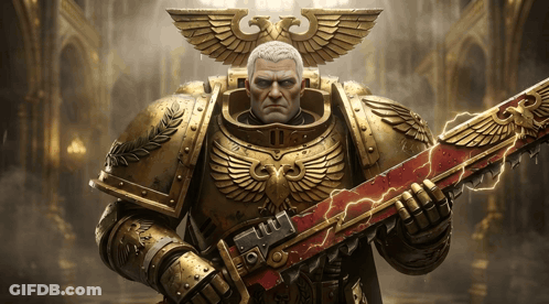 Armored Man Holding Large Sword With 11 GIF
