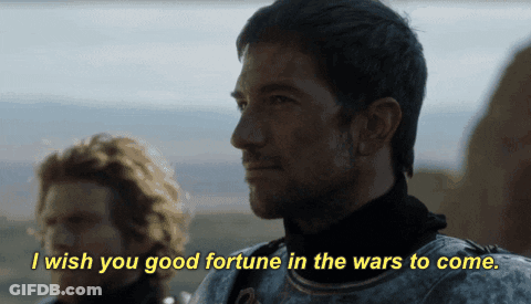 A Man In Armor Is Saying I Wish You Good Fortune In The Wars To Come GIF