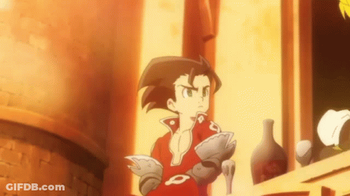 A Man In Armor Is Standing In Front Of A Window In A Room . GIF