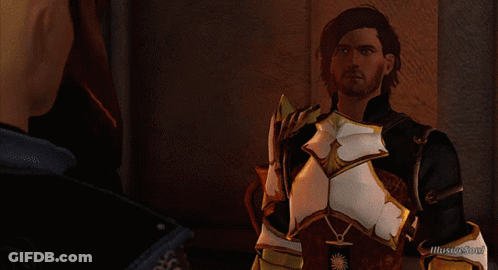 A Man In Armor Stands In Front Of Another Man In A Video Game With Illustrator.com At The Bottom GIF