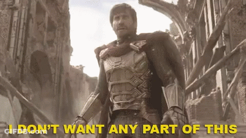 A Man In Armor With The Words " I Don 'T Want Any Part Of This " Behind Him GIF